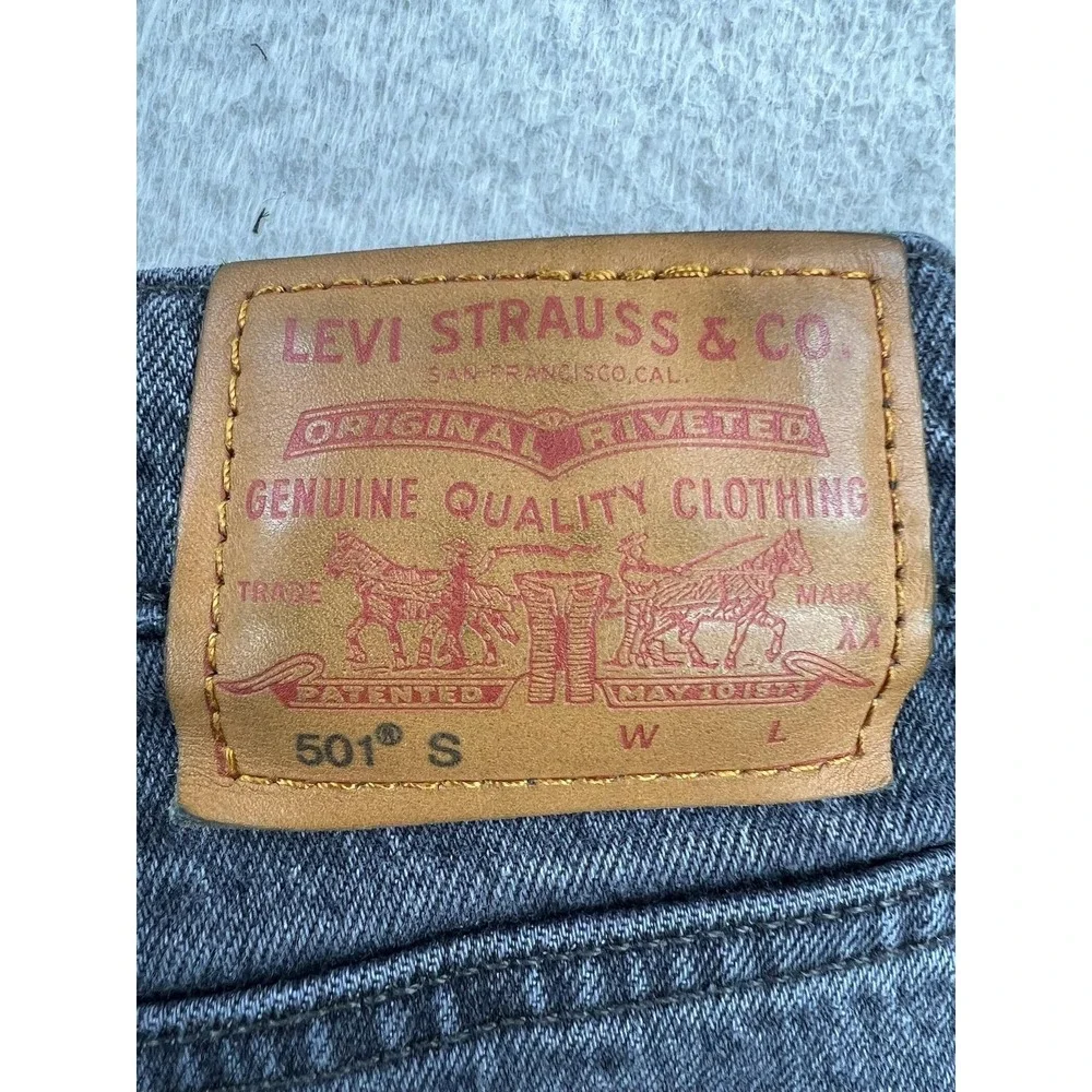 Levis 501 S Skinny Jeans Mens 30x28 Gray Slim Stretch Denim Charcoal Wash